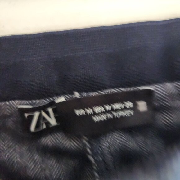 Navy Blue Pinstripe Slim Fit Trousers With Elastic Waistband For Women Medium - Picture 8 of 15